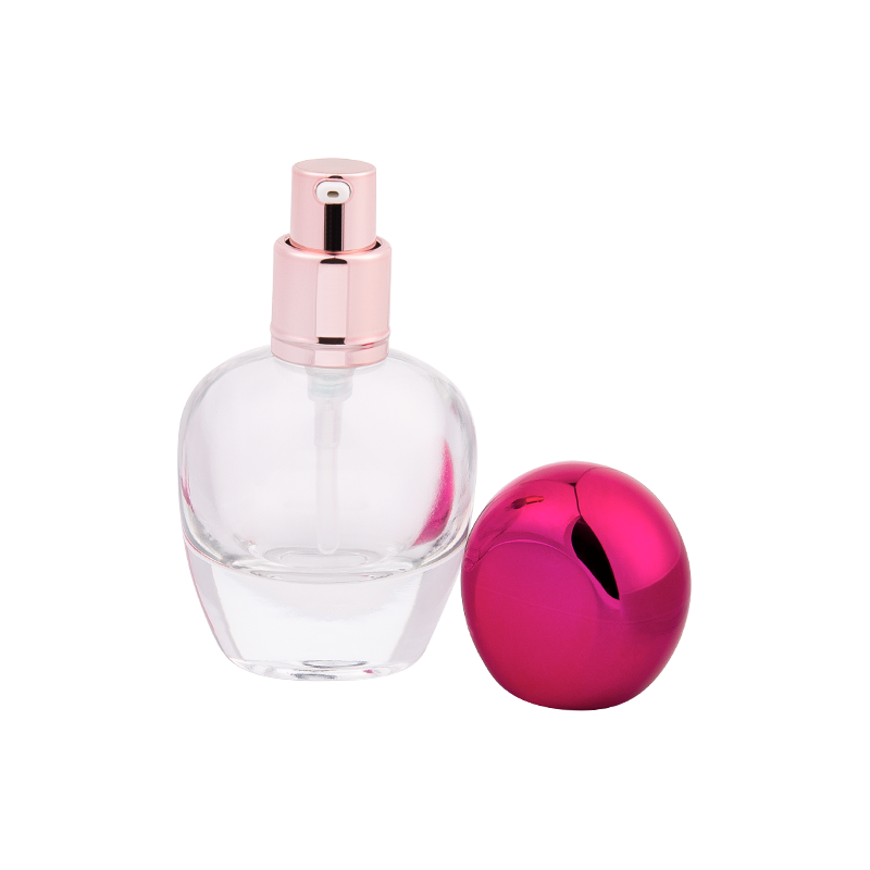 Bottiglia di profumo di vetro da 30 ml con tappo addominali rosa metallici